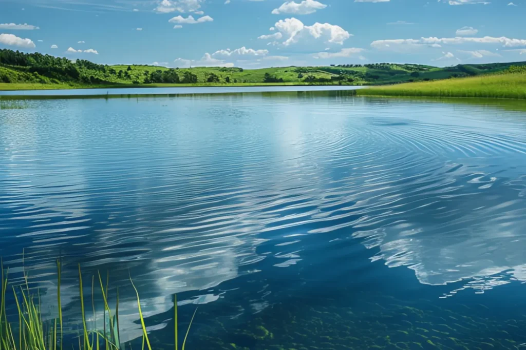 Ripples in a blue lake